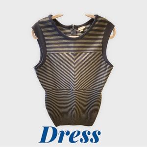 Blue and grey shift dress